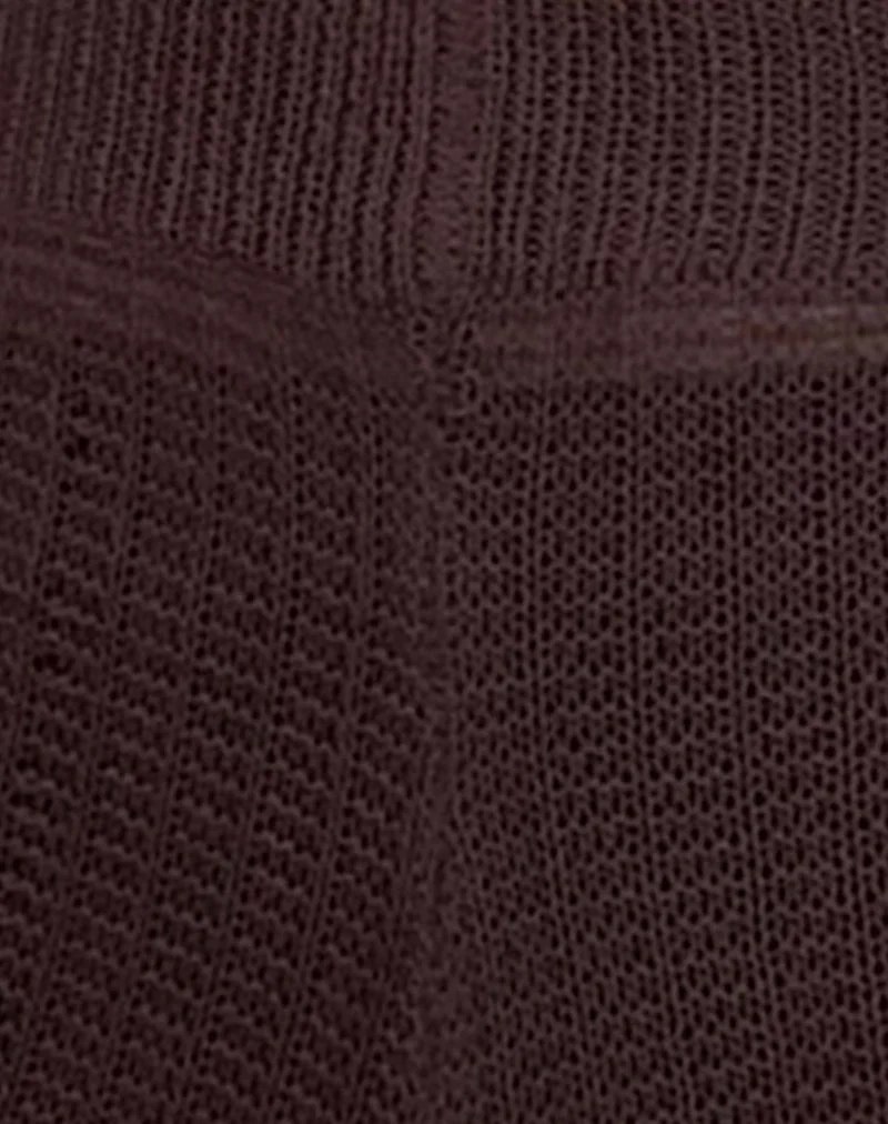 Alina Micro Short in Wide Rib Knit Brown - Image 6