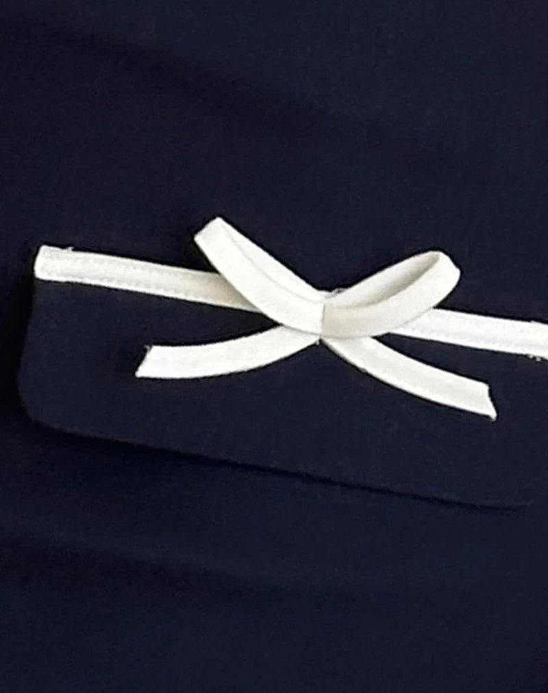 Babeda Bow Mini Skirt in Navy - Image 6