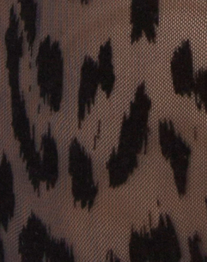 Berani Highneck Bodice in Animal Black Net - Image 6