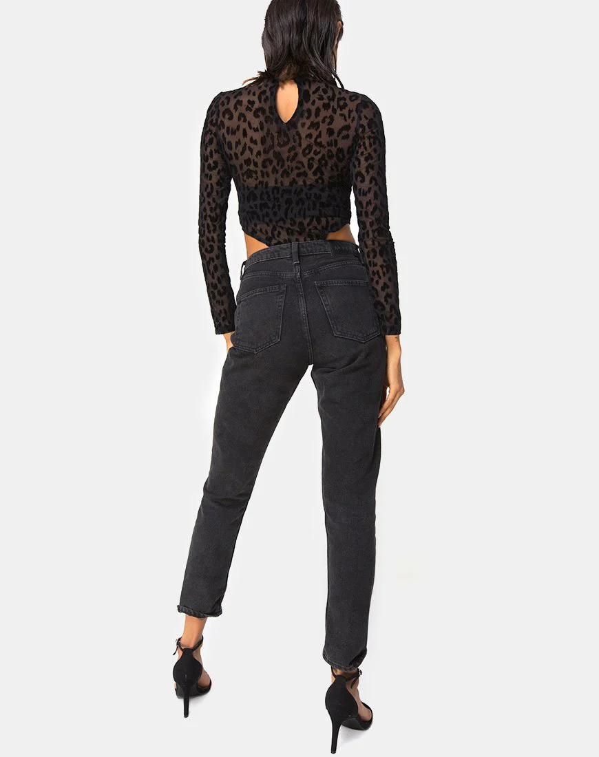 Berani Highneck Bodice in Animal Black Net - Image 7