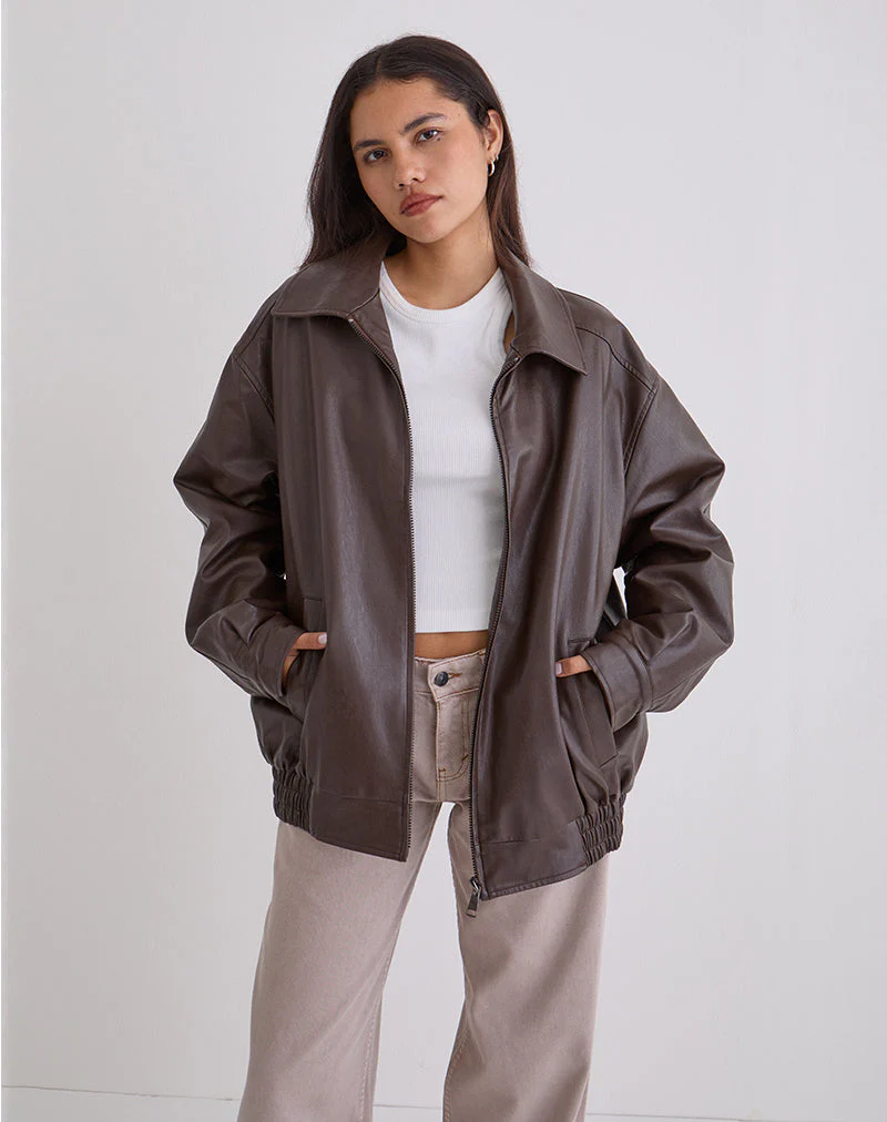 Cavita Jacket in PU Bitter Chocolate - Image 4