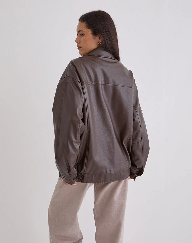 Cavita Jacket in PU Bitter Chocolate - Image 5