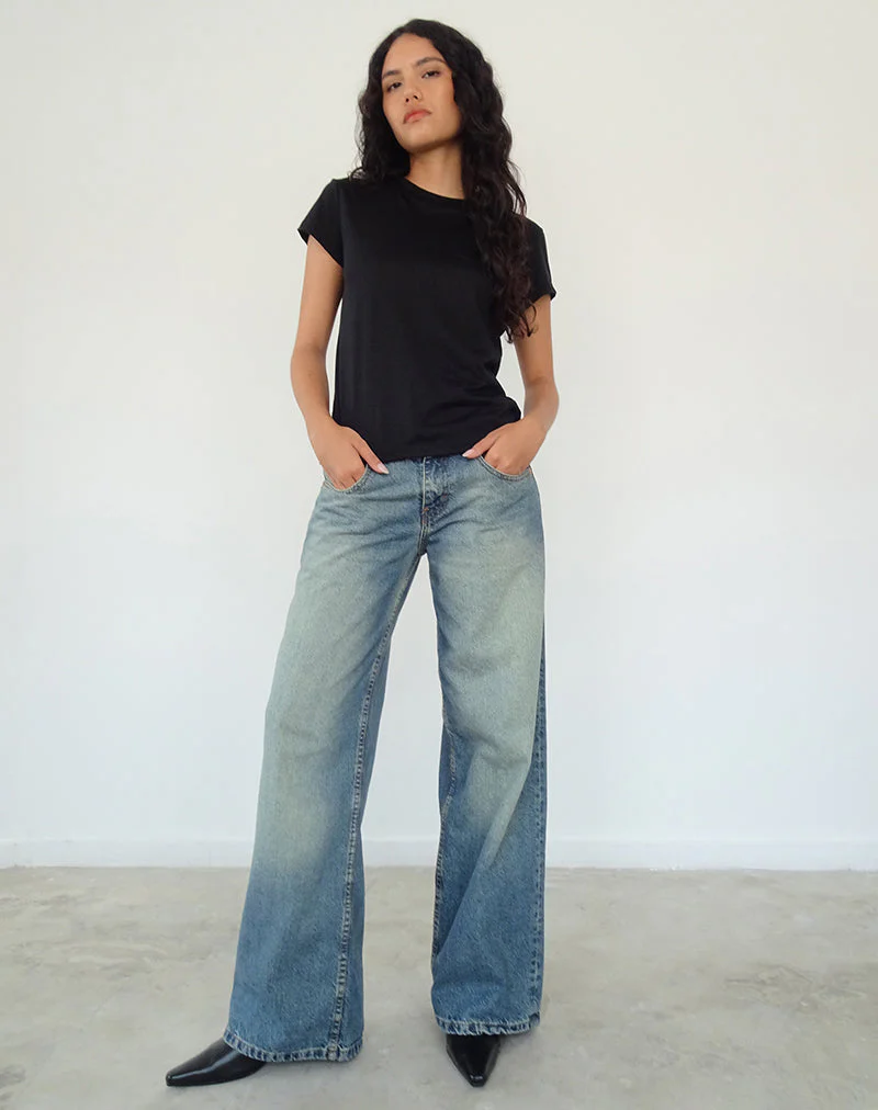 Clio Baggy Tee in Black Tissue Jersey - Image 4