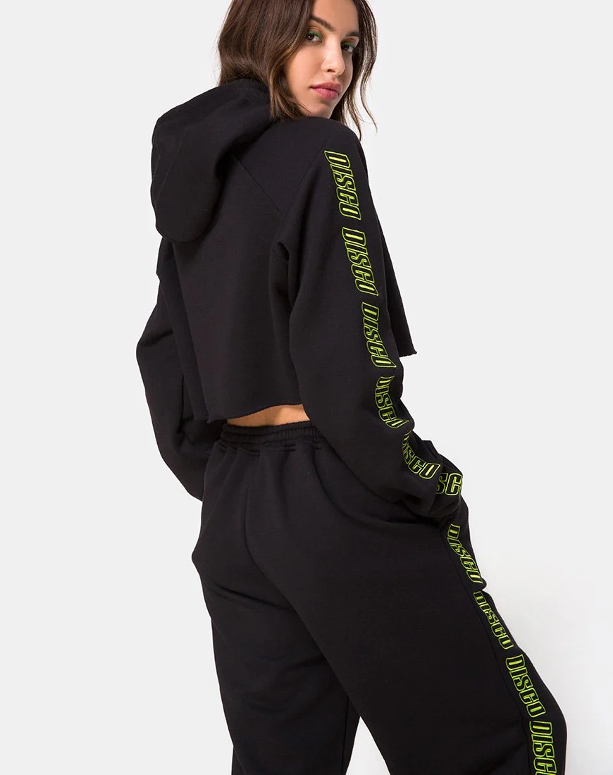 Cropped Black Hoodie in Disco Embro - Image 3