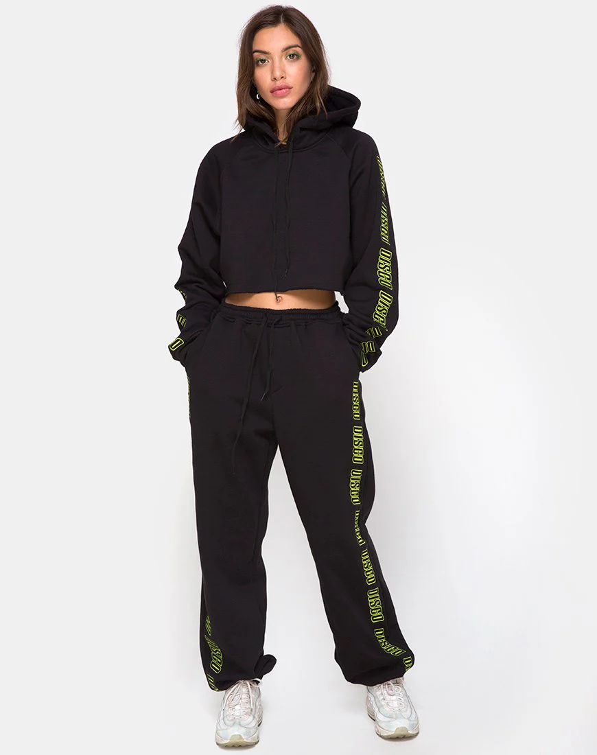 Cropped Black Hoodie in Disco Embro - Image 4