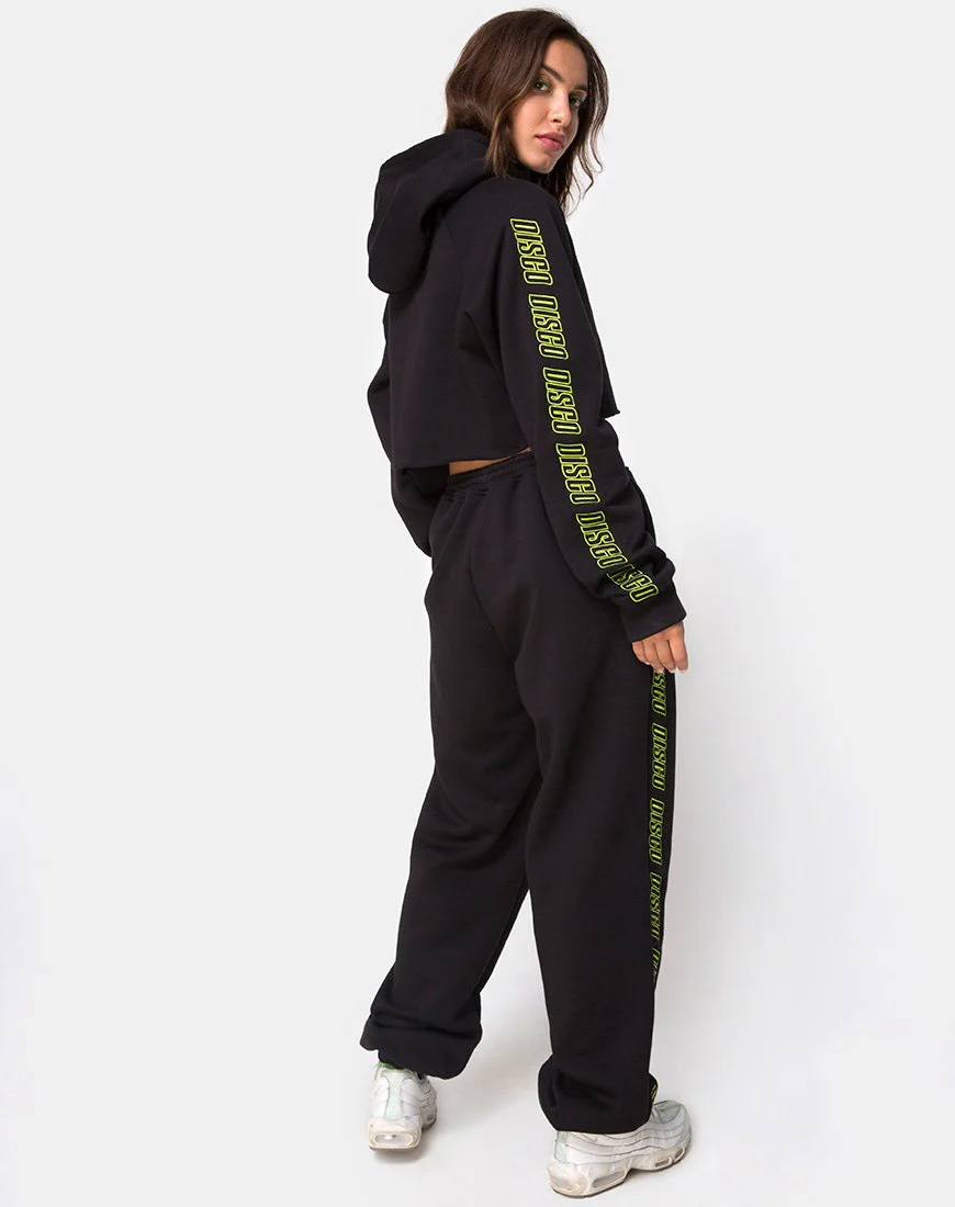 Cropped Black Hoodie in Disco Embro - Image 5