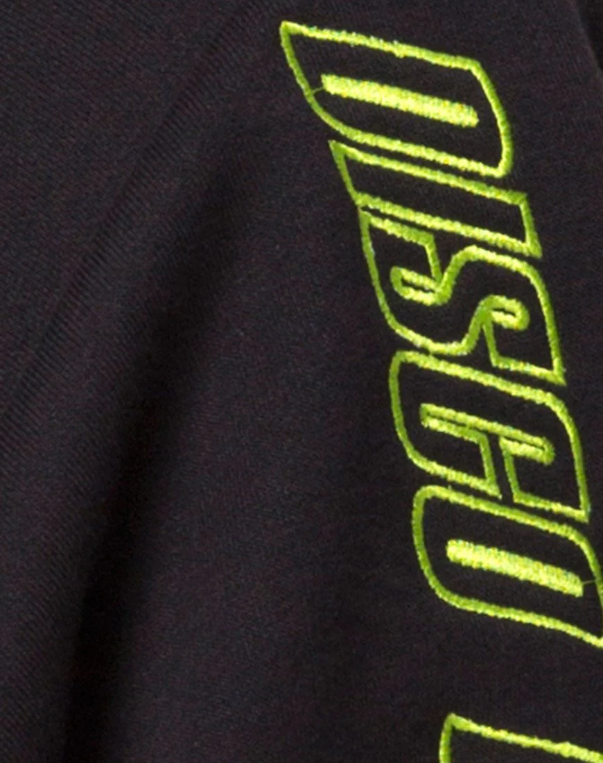 Cropped Black Hoodie in Disco Embro - Image 7