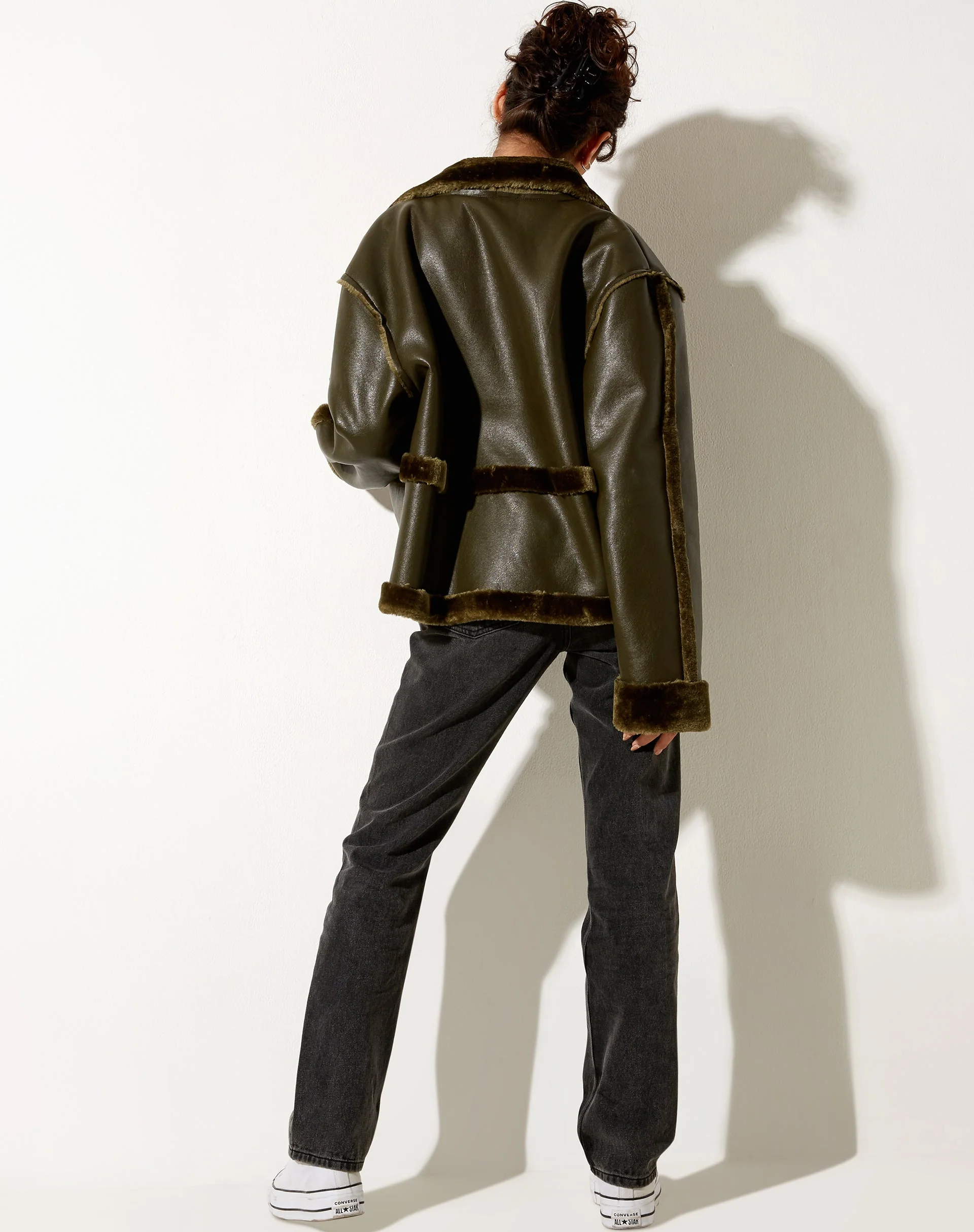 Dagna Jacket in PU Dark Olive - Image 4