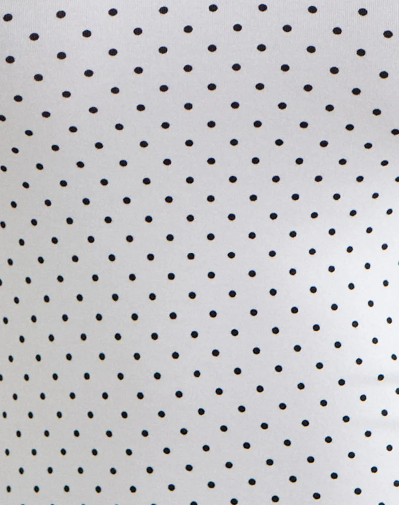 Delano Top in White with Micro Polka Black Print - Image 7