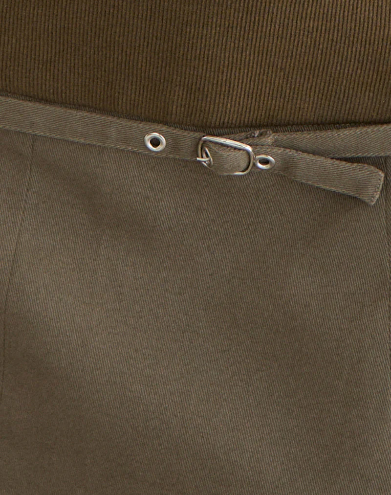 Desau Mini Skirt in Twill Khaki - Image 6