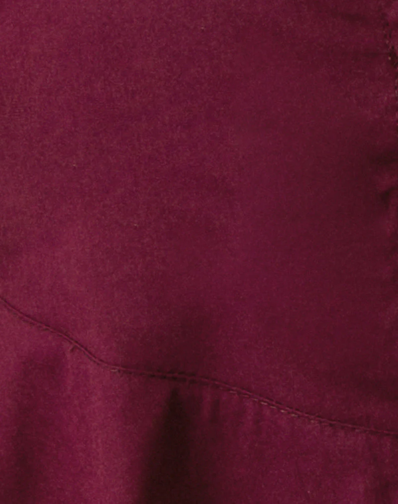 Devlin V Neck Blouse in Poplin Burgundy - Image 5