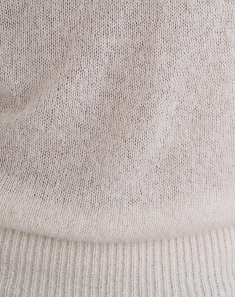 Dorina Long Sleeve Top in Knit Ecru - Image 6