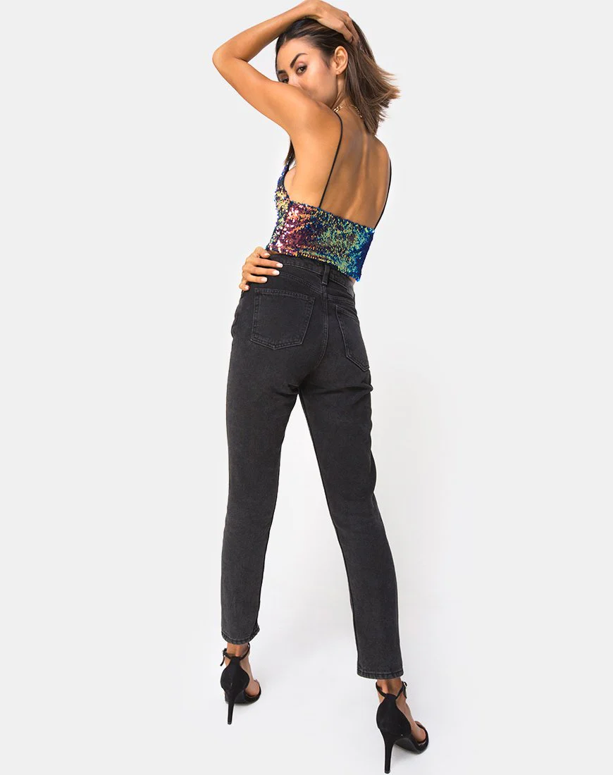 Dyrilla Cropped Bralet in Dragon Fruit Sequin - Image 5