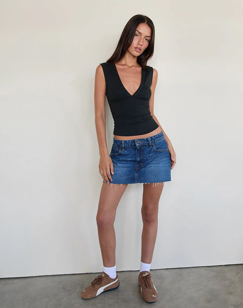 Emberly Plunge Top in Black - Image 3