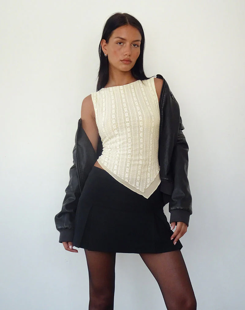 Etta Double Layered Lace Vest Top in Cream - Image 3