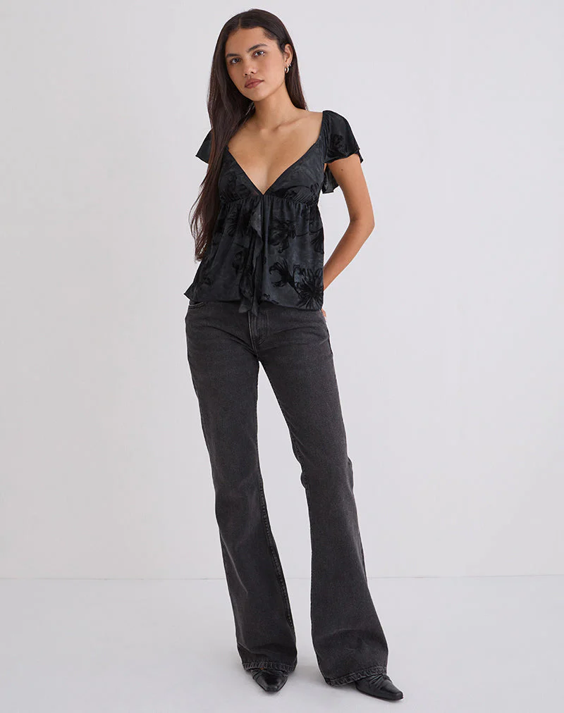 Fonzie Cami Top in Burnout Velvet Grey - Image 3