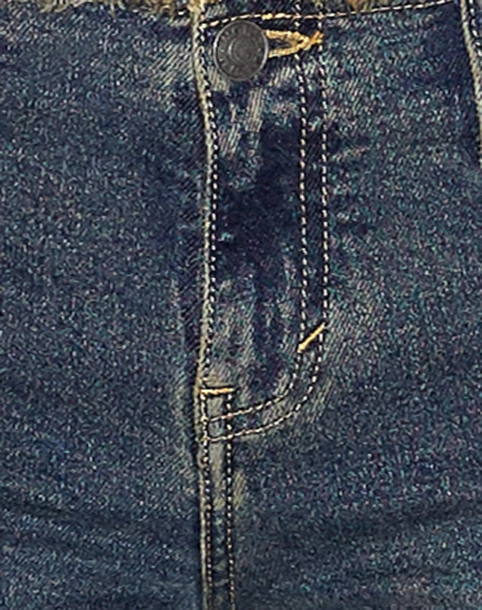 Frayed Low Rise Jeans in Brown and Blue Acid - Image 5