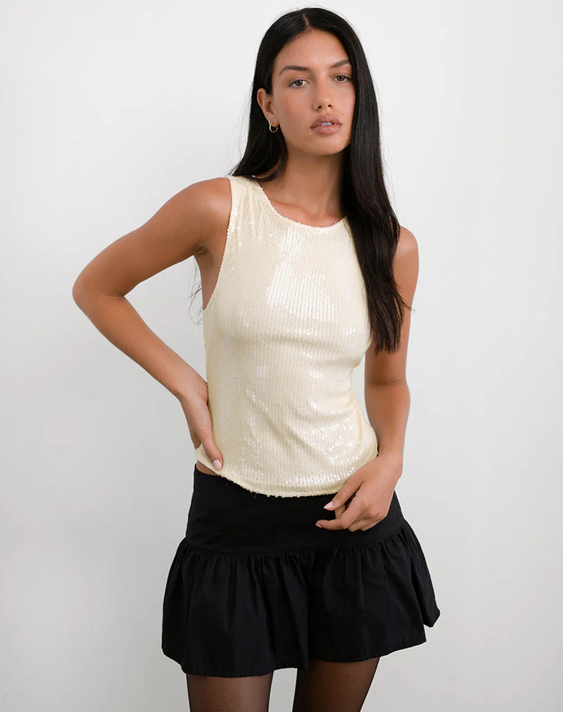 Hala Top in Nude Clear Tinted Sequin - Image 4