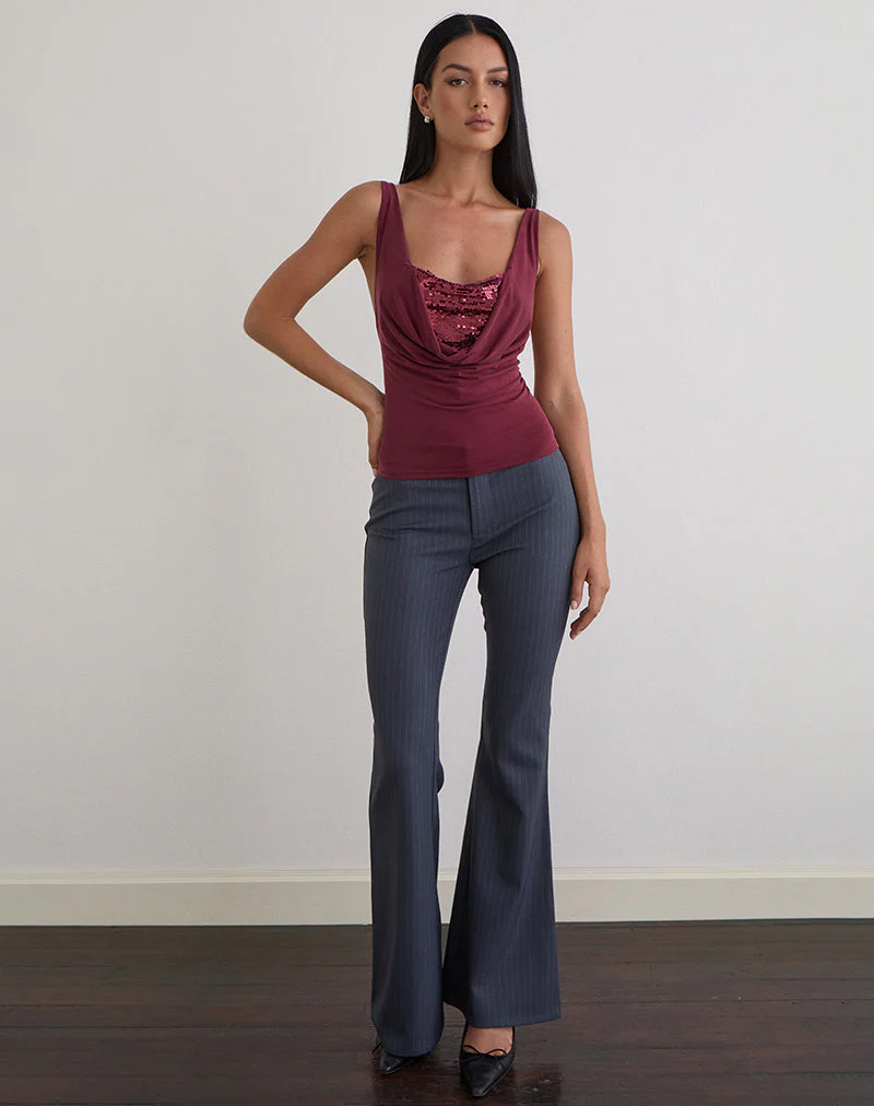 Janice Top in Sequin Jersey Burgundy - Image 3