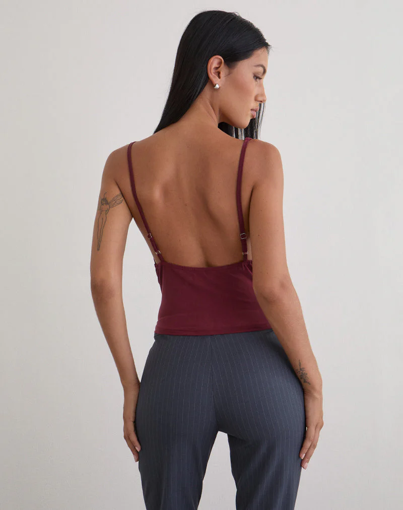 Janice Top in Sequin Jersey Burgundy - Image 5