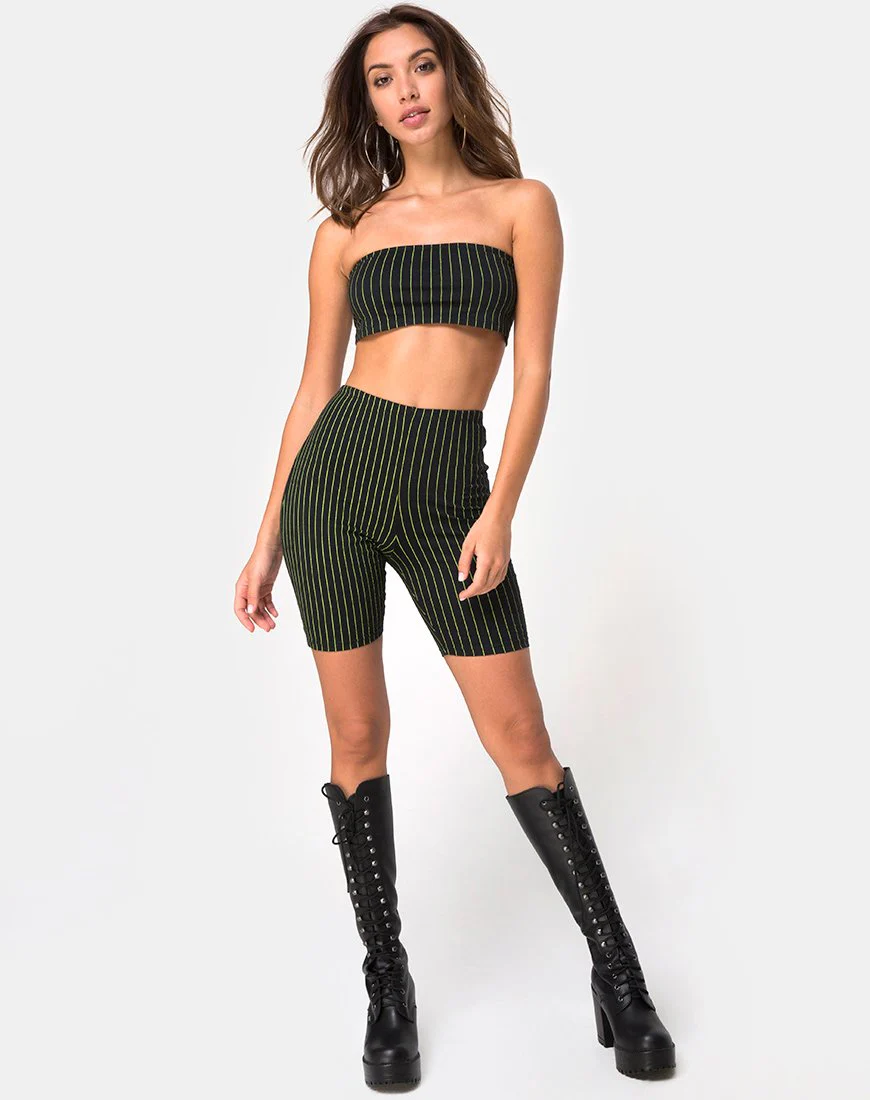 Jeevan Bandeau Top in Neon Pinstripe - Image 3