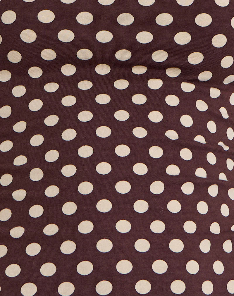 Jinalo Sweetheart Top in Brown with Small Cream Polka Prints - Image 7