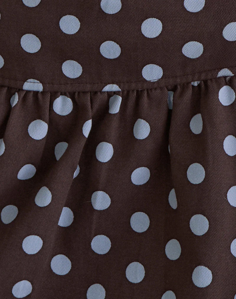 Jolea Pleated Mini Skirt in Mono Polka Brown - Image 6