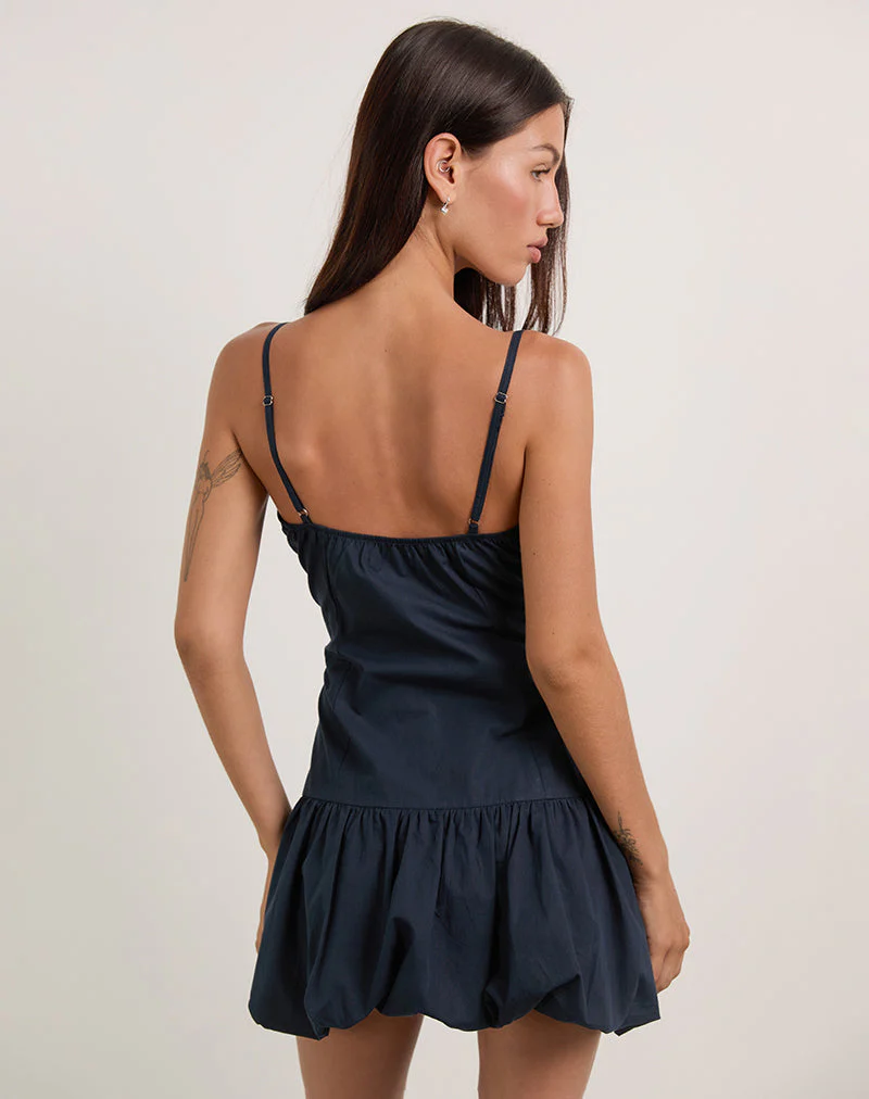 Juun Puffball Mini Dress in Dark Navy - Image 4