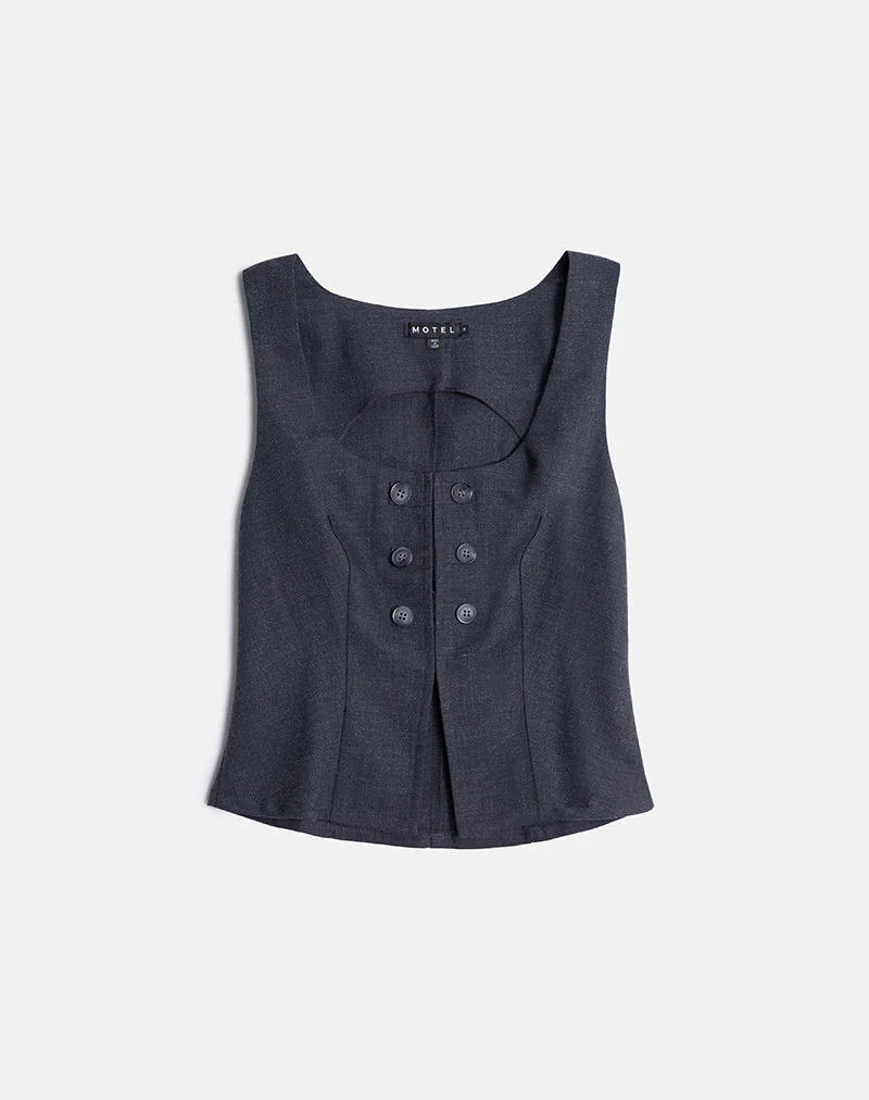 Kariso Corset Top in Tailoring Grey Blue - Image 3