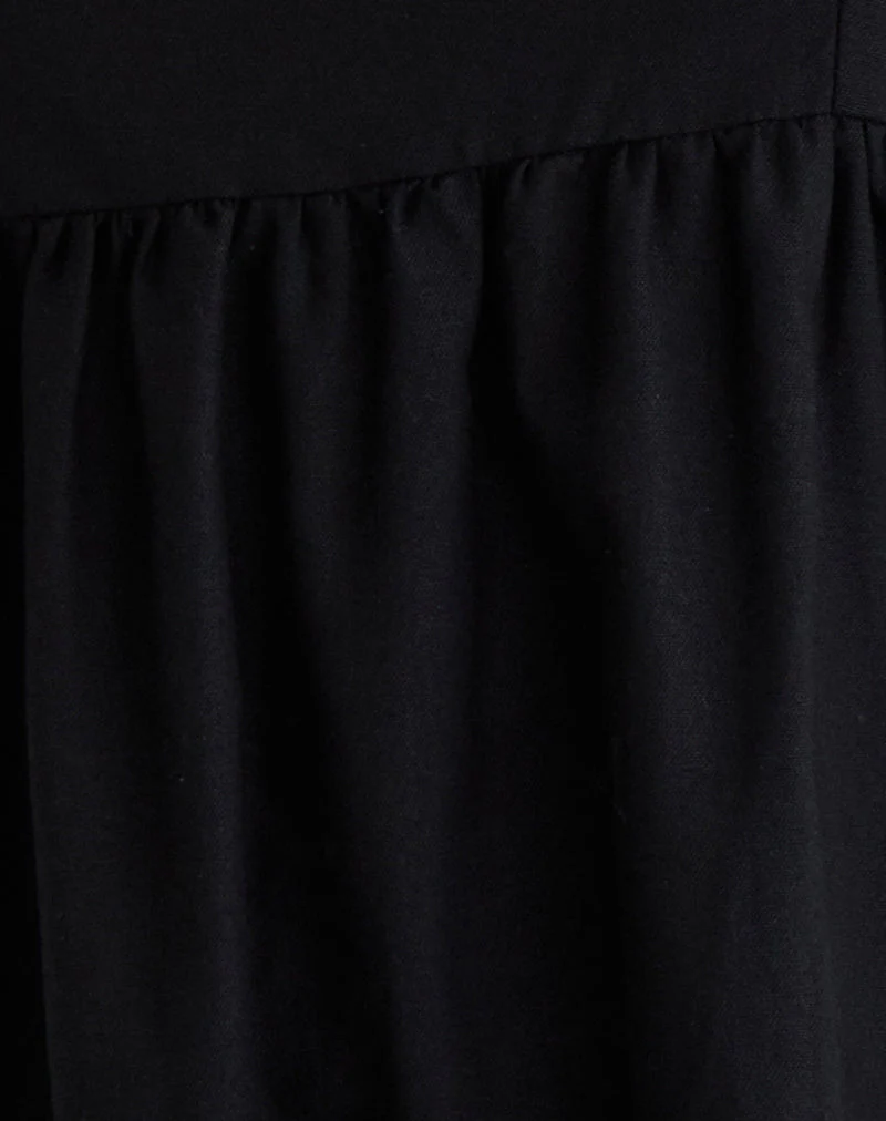 Kayla Square Neck Mini Dress in Linen Black - Image 6