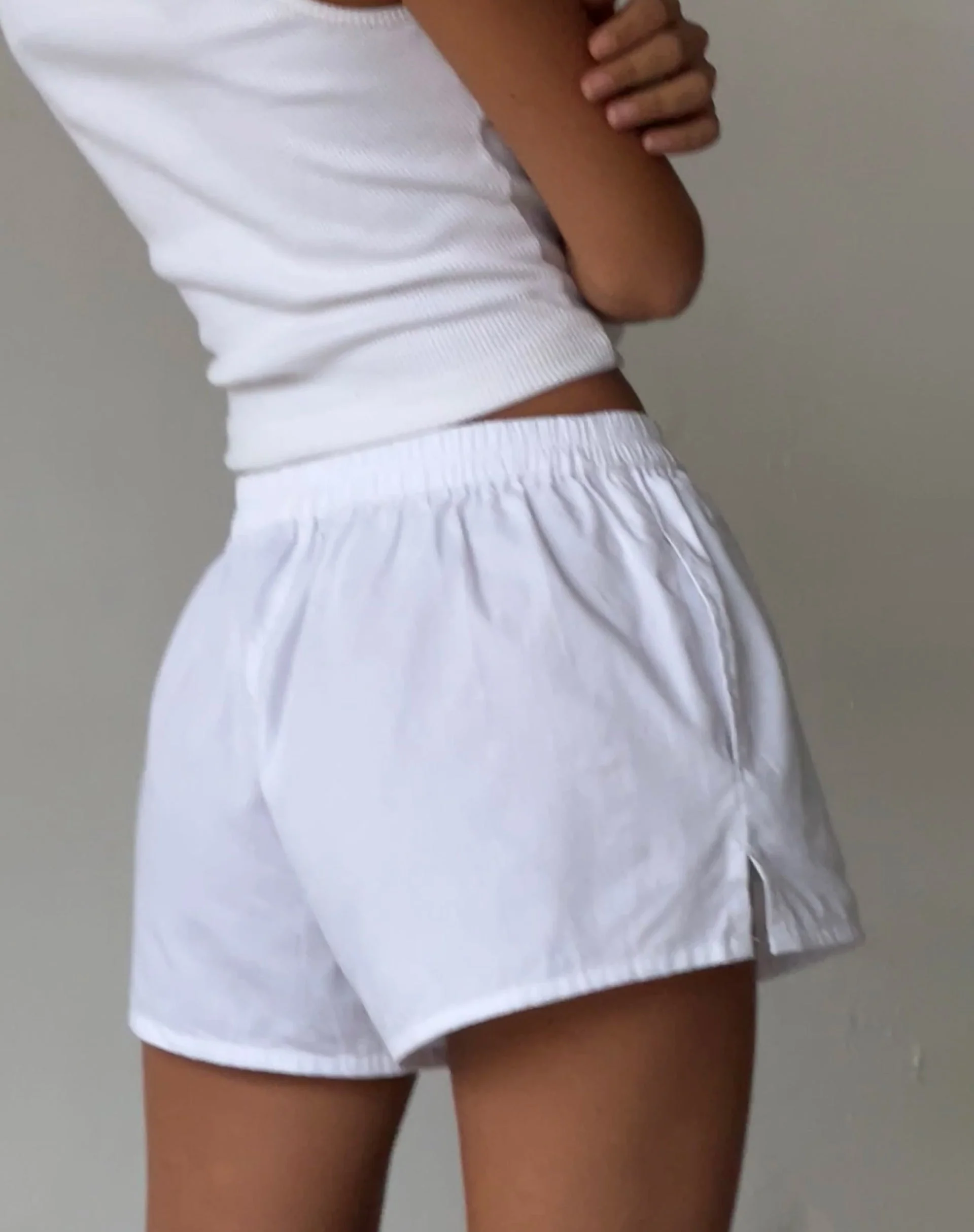 MOTEL X JACQUIE Laboxe Brief Shorts in White with Bow Embro - Image 3