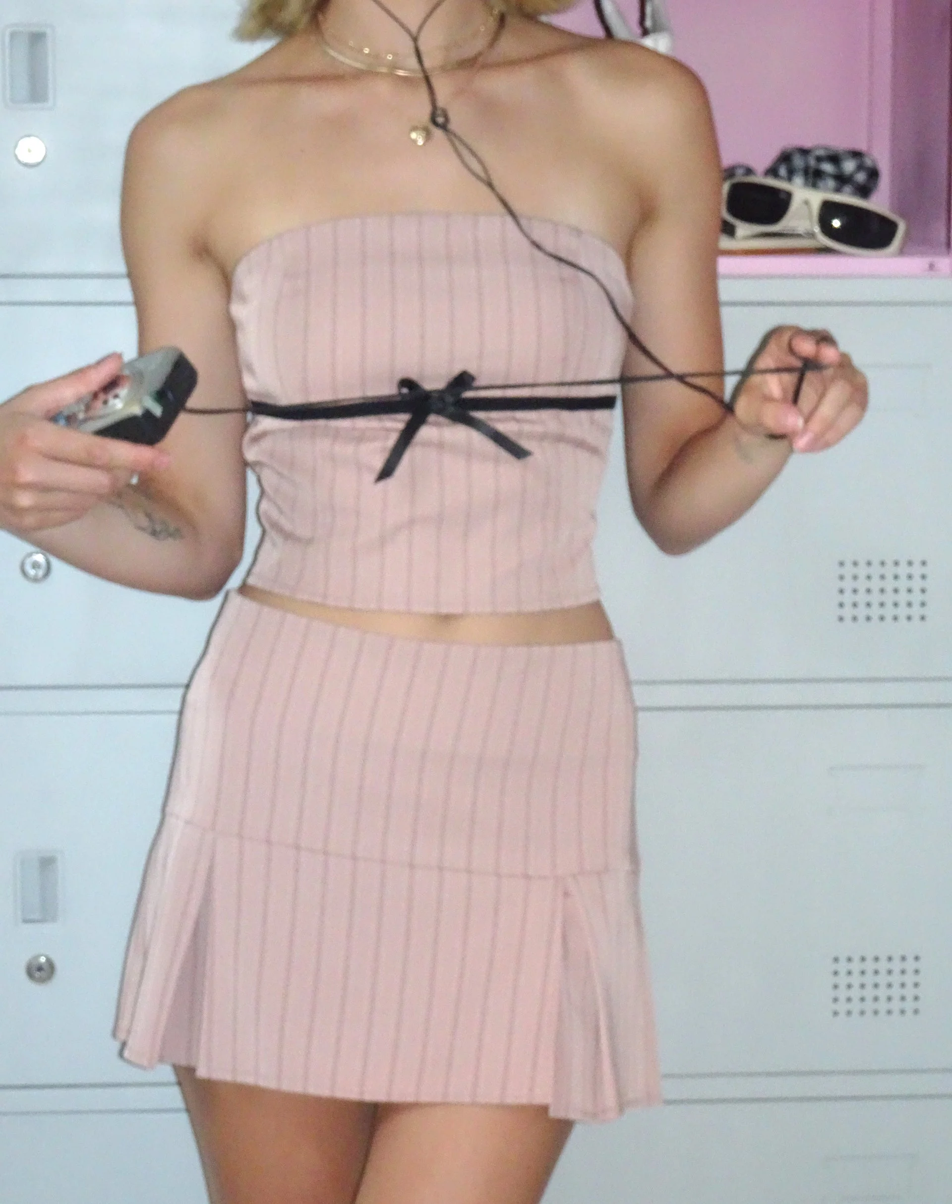 Leggy Tube Top in Tailoring Blush Pinstripe - Image 5
