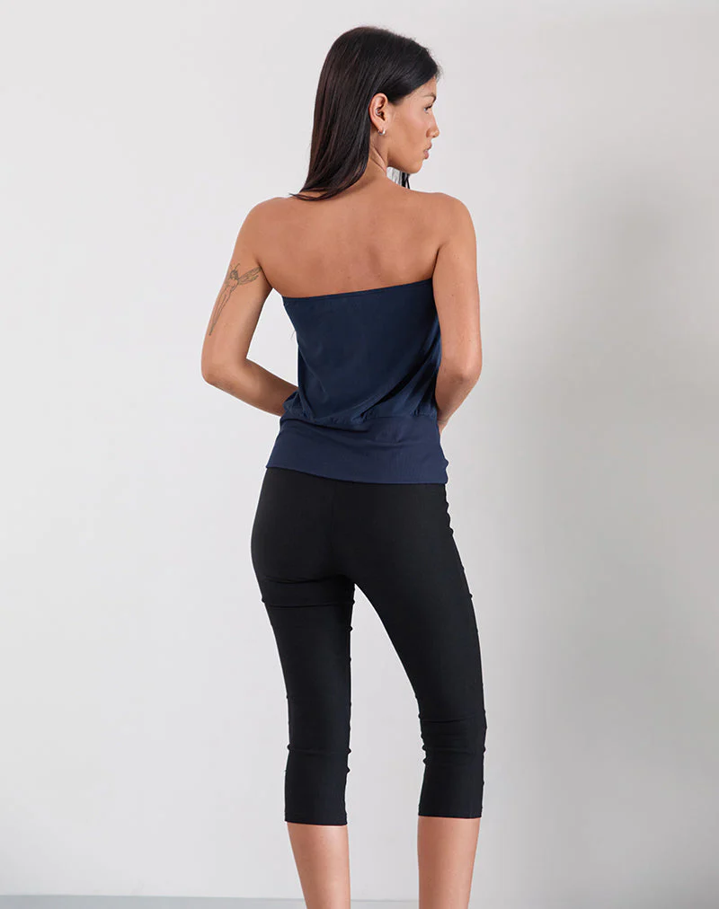 Leocadia Long Bandeau Top In Cupro Navy - Image 3