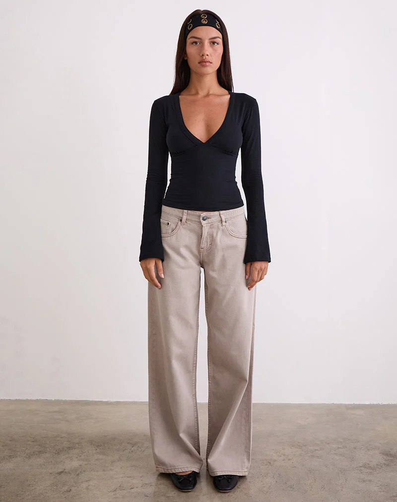 Low Rise Roomy Jeans in Pebble - Image 5