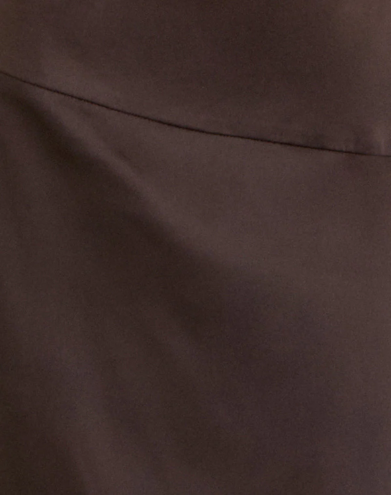 Manyala Midi Skirt in Satin Dark Brown - Image 7