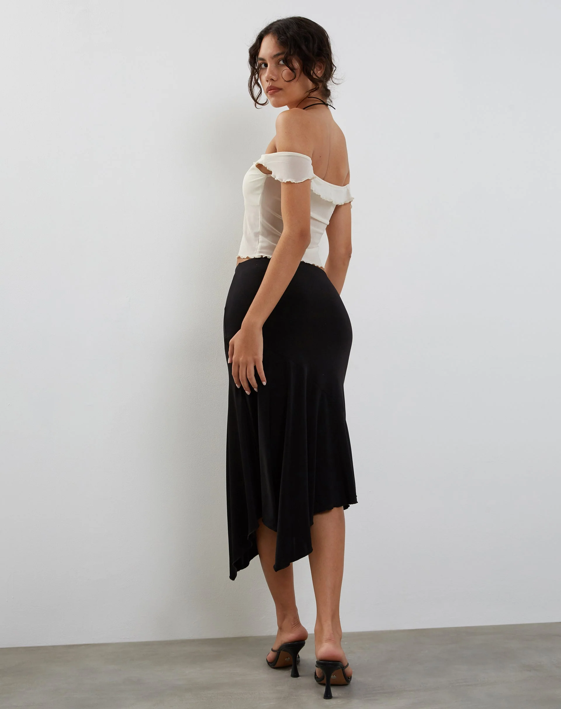 Nabil Bardot Top in Mesh Cream - Image 3