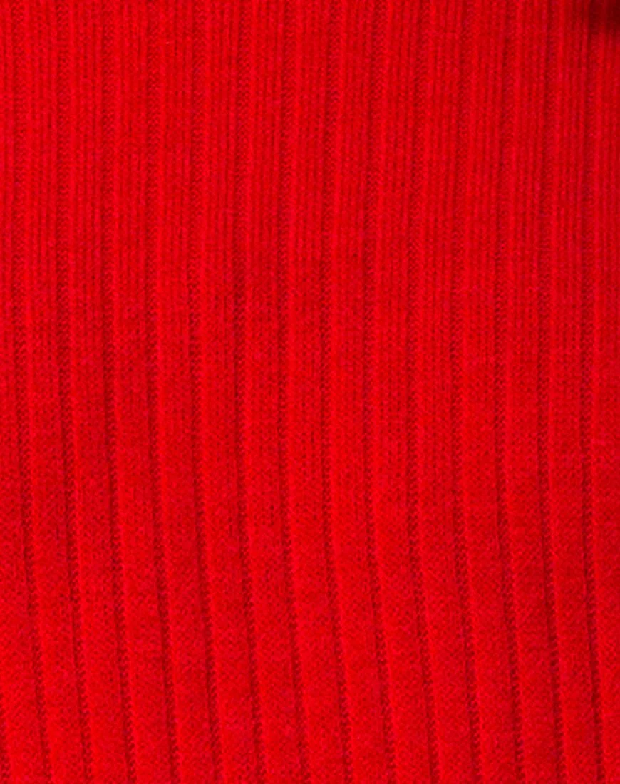 Neve High Neck Dress in Red - Image 5