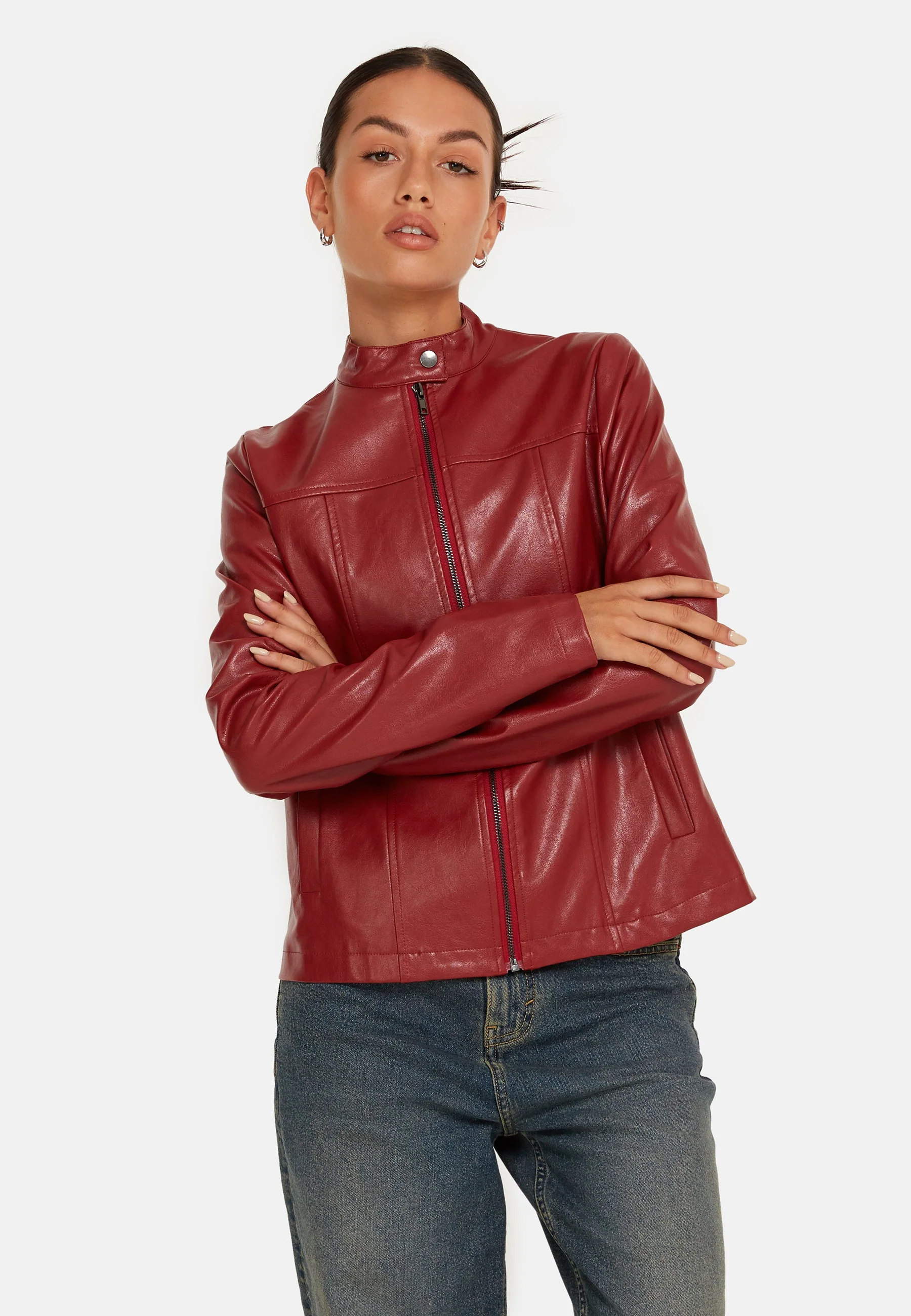 Olivia Jacket in PU Blood Red - Image 7