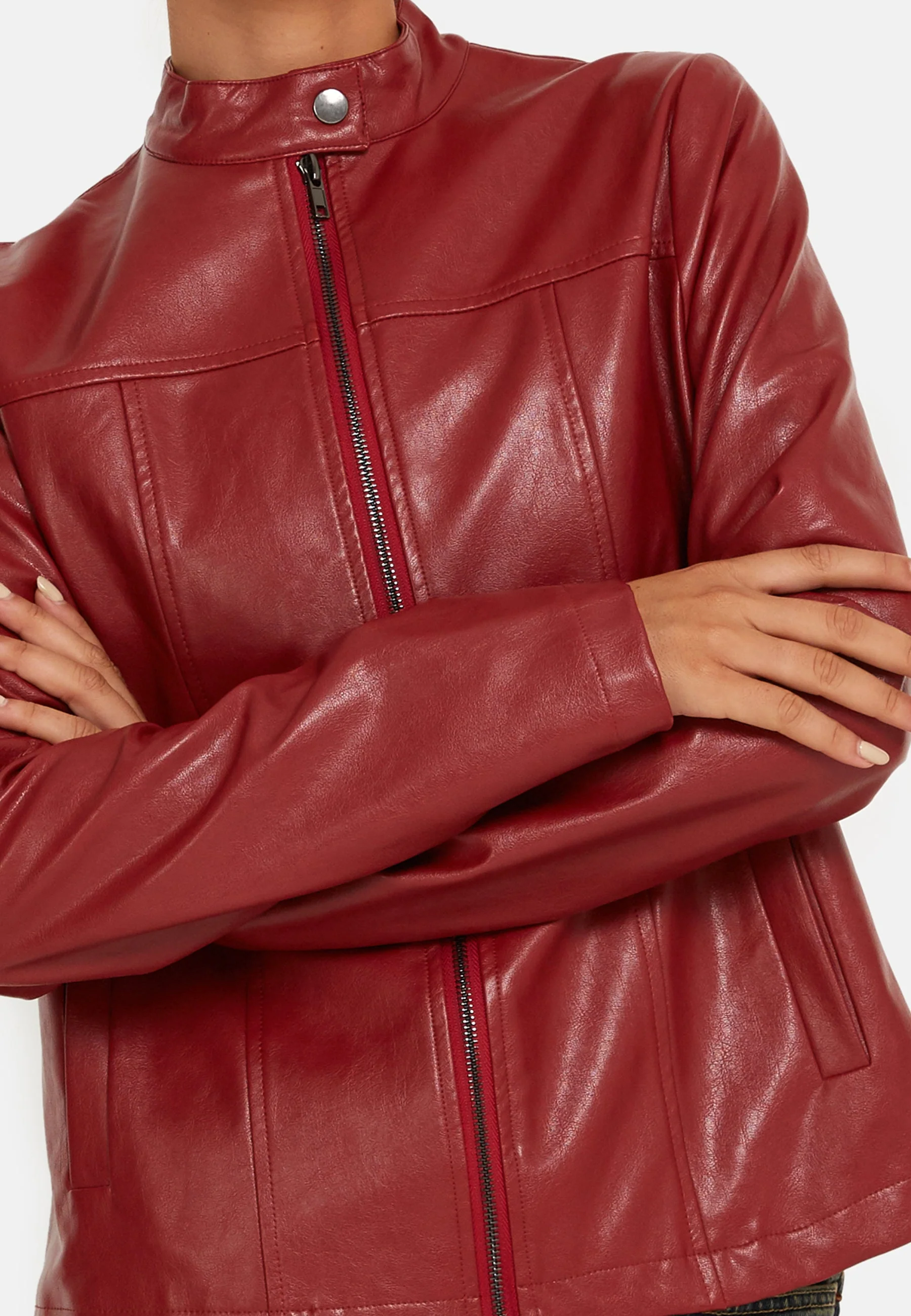 Olivia Jacket in PU Blood Red - Image 8