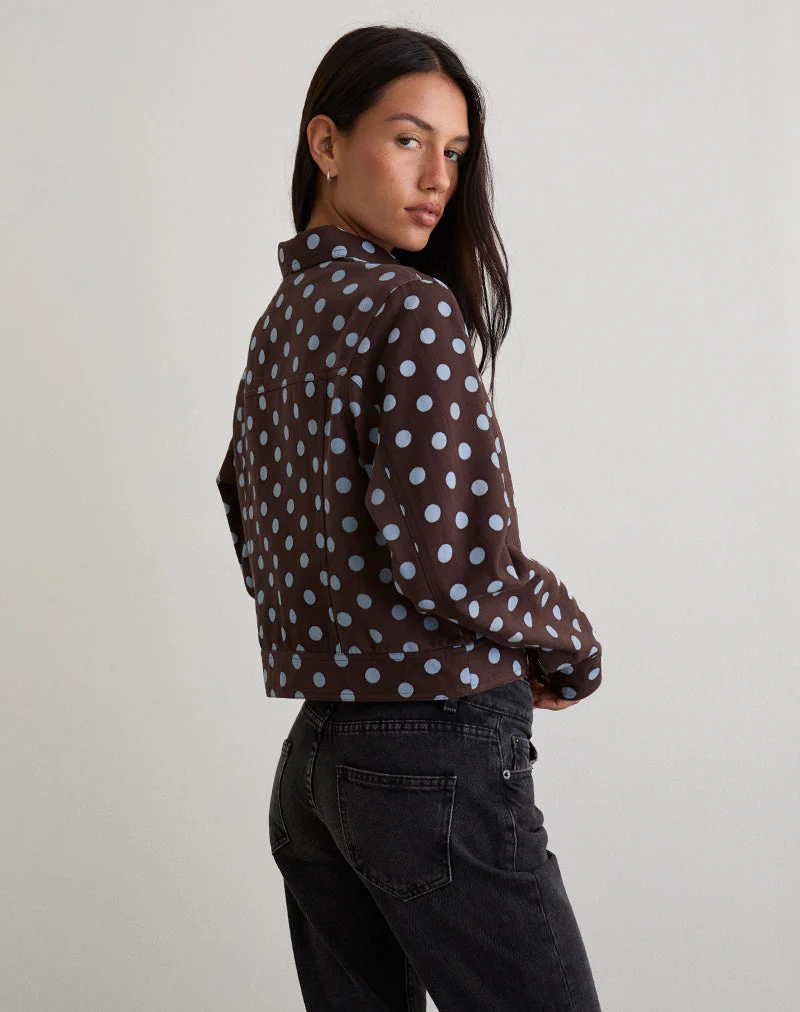 Quorra Jacket in Mono Polka Brown - Image 5