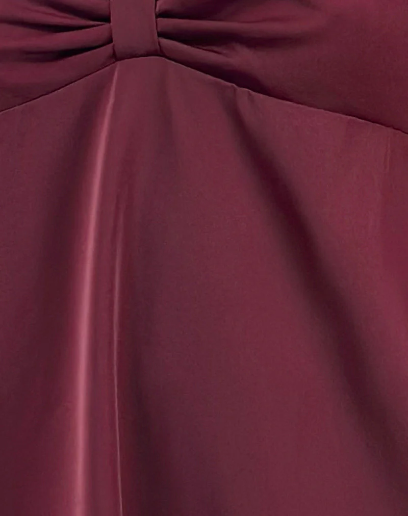 Rafaila Mini Slip Dress in Satin Burgundy - Image 6