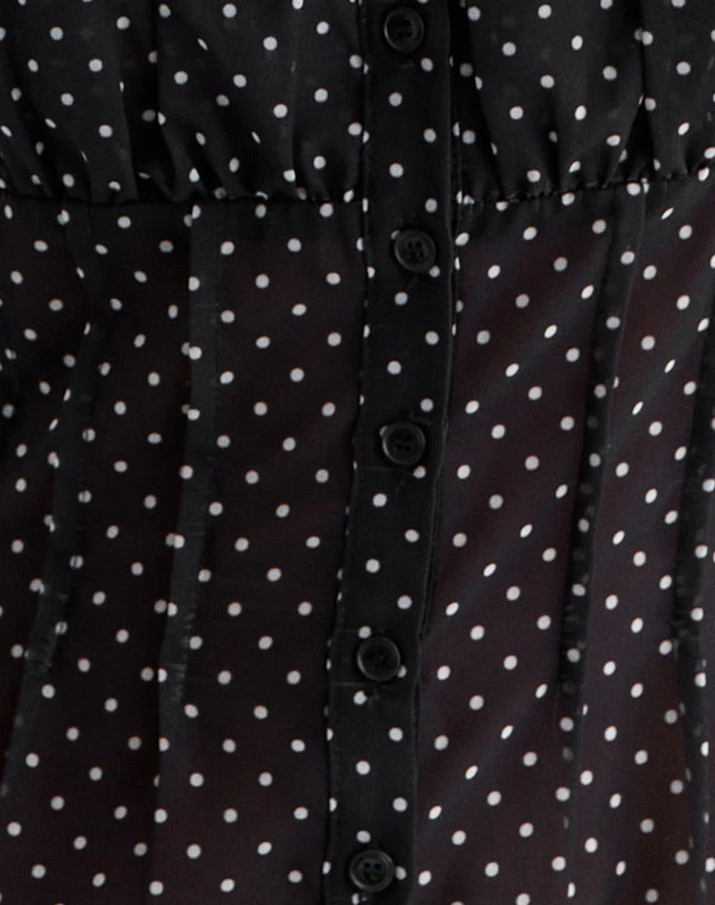 Rolina Blouse in Chiffon Mini Polka Black - Image 7