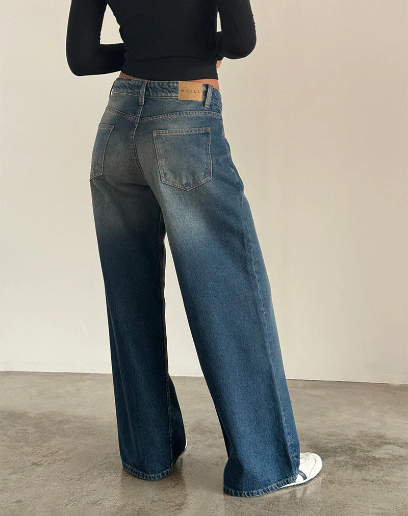 Roomy Extra Wide Low Rise Jeans in Dark Vintage - Image 4