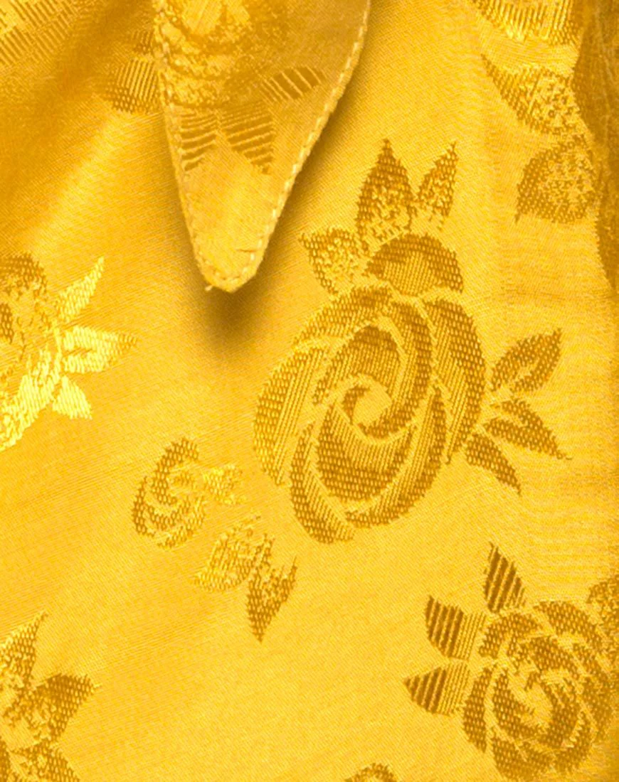 Roppan Slip Dress in Satin Mustard Rose - Image 5