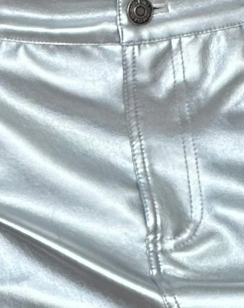 Rwila Skirt in Metallic PU Silver - Image 6