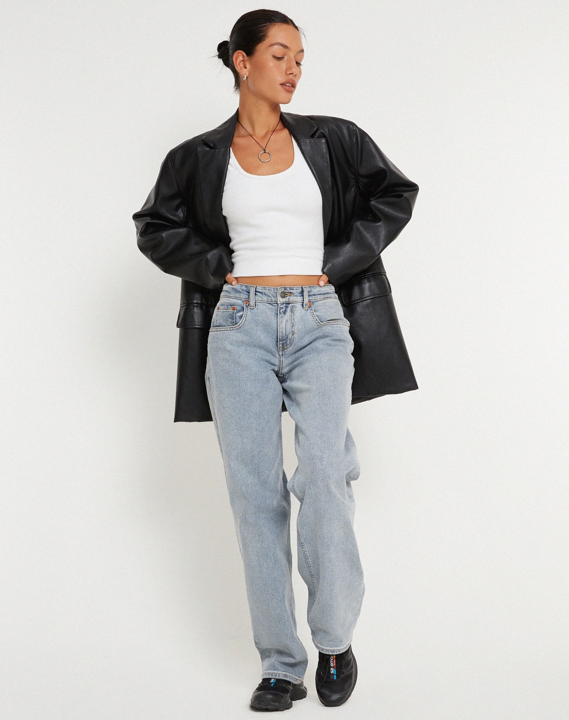 Saken Blazer in Pu Black - Image 3