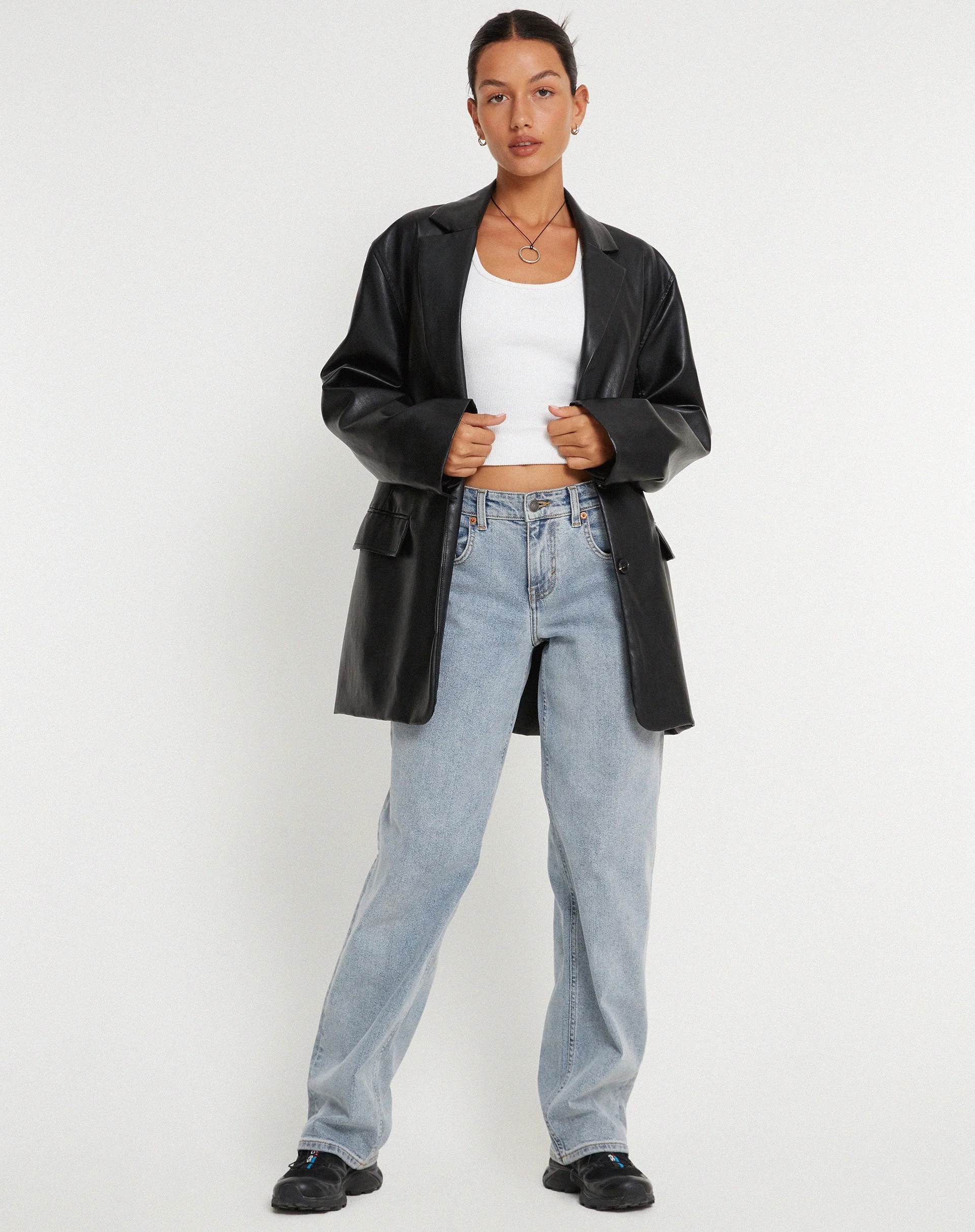 Saken Blazer in Pu Black - Image 4