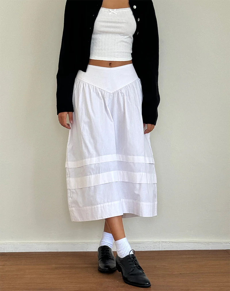 Sarayu Midi Skirt in Poplin White - Image 3