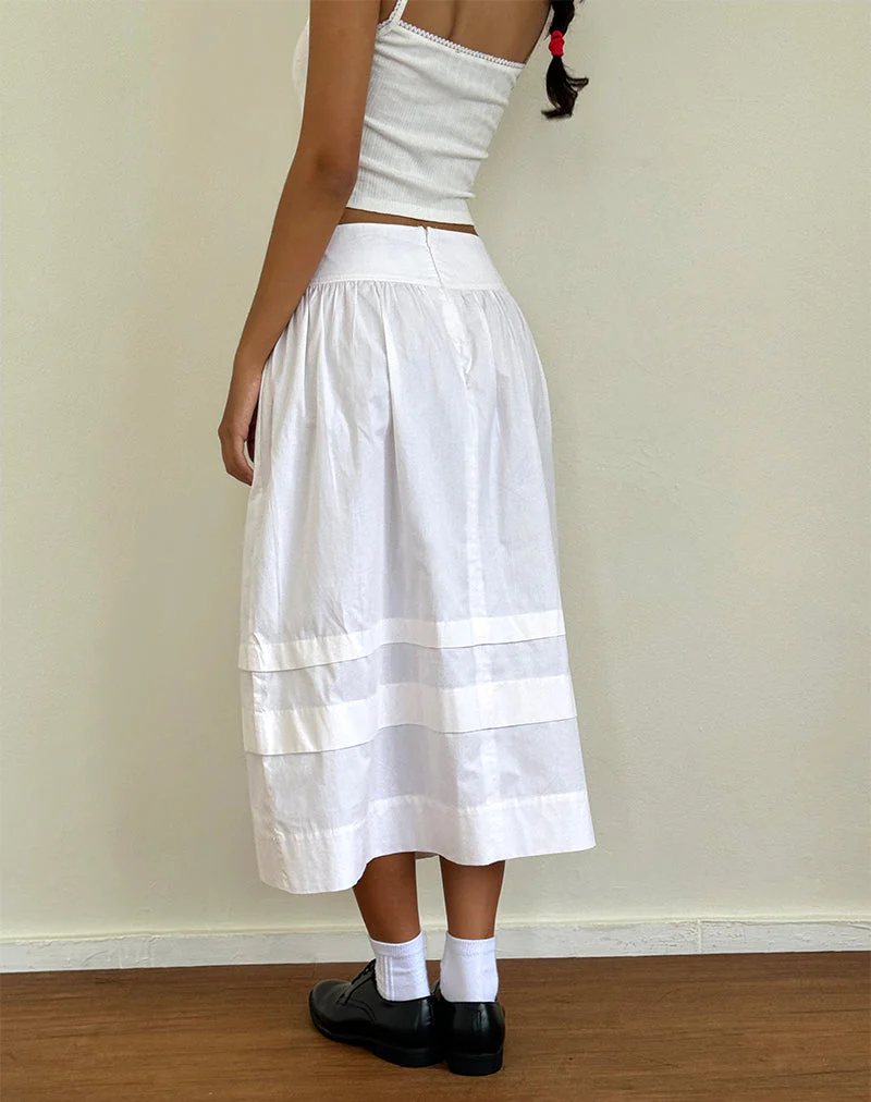 Sarayu Midi Skirt in Poplin White - Image 4