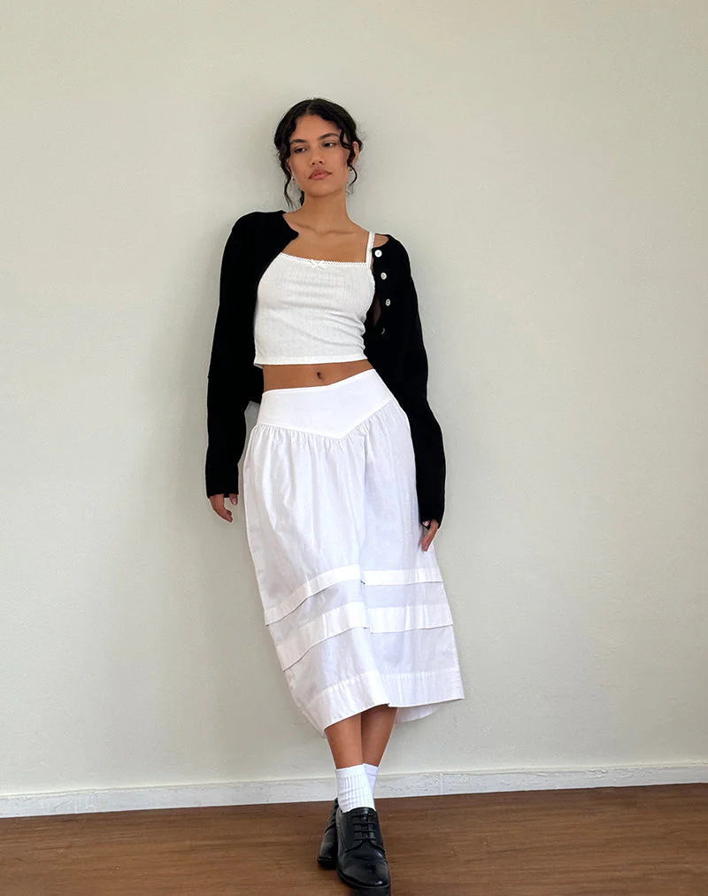 Sarayu Midi Skirt in Poplin White - Image 5